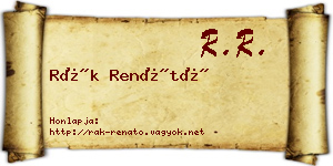 Rák Renátó névjegykártya